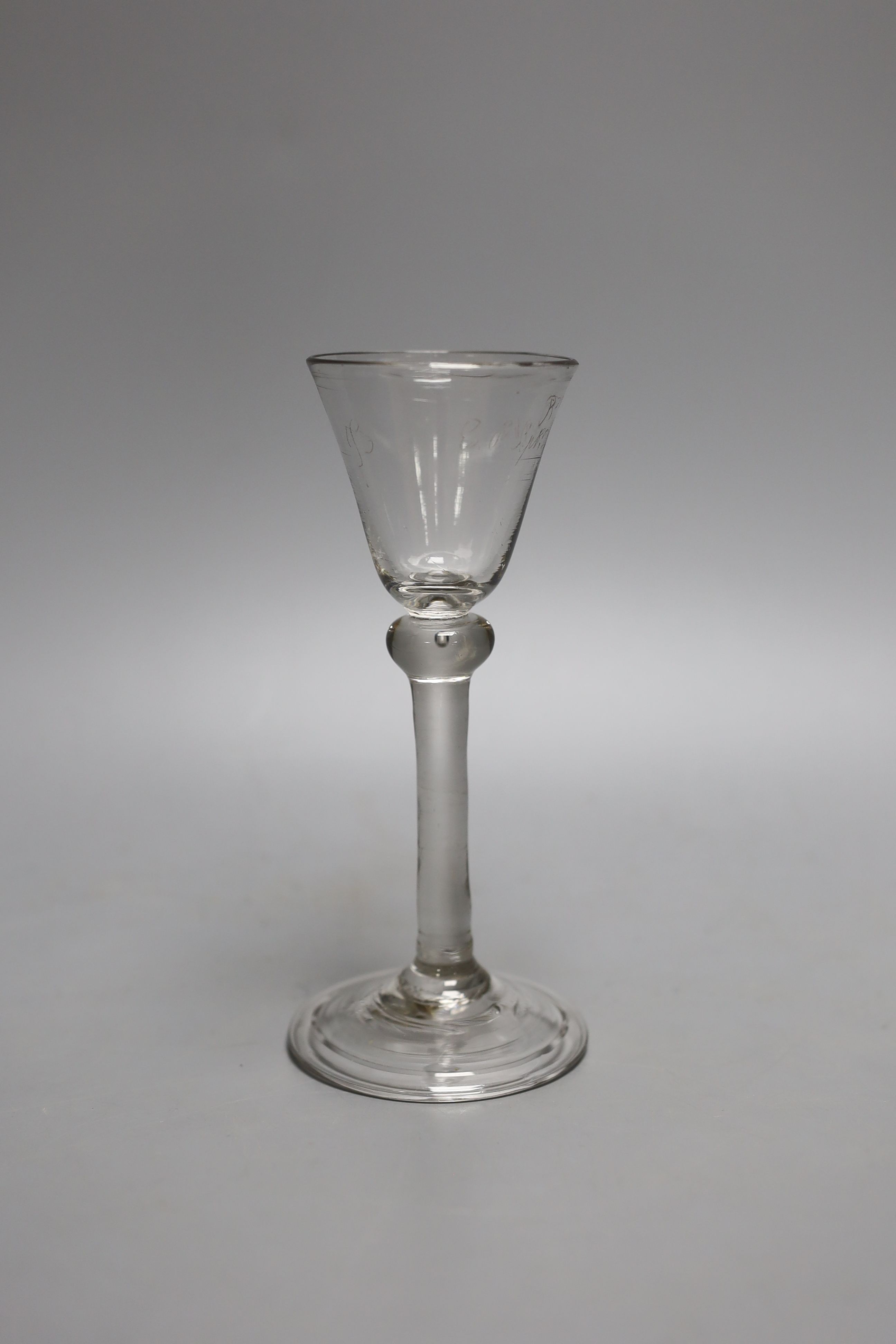 A Georgian Diamond point glass, folded foot - 15.5cm tall